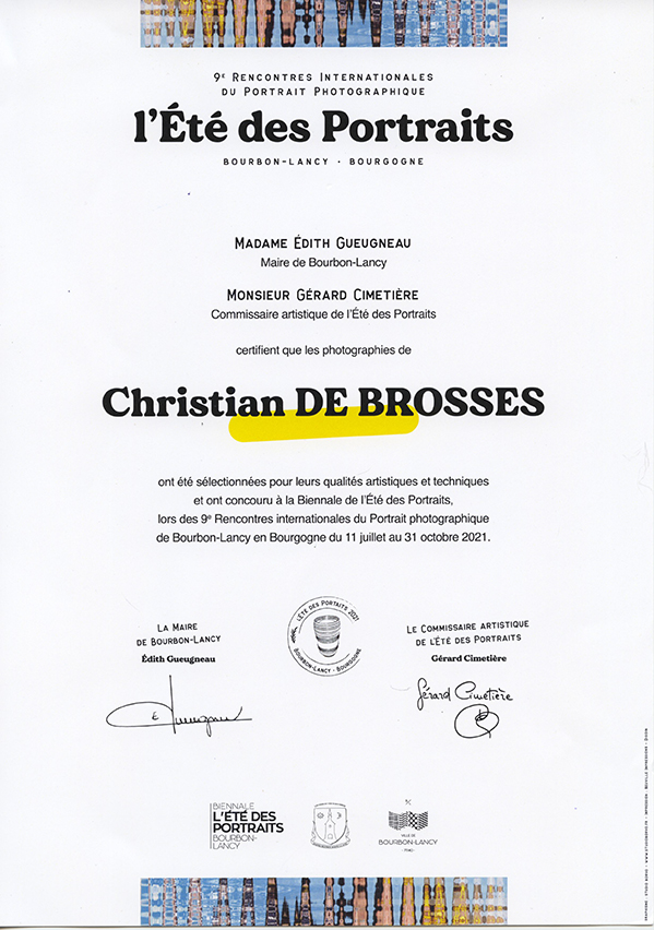 Certificat Eté des portraits 2021